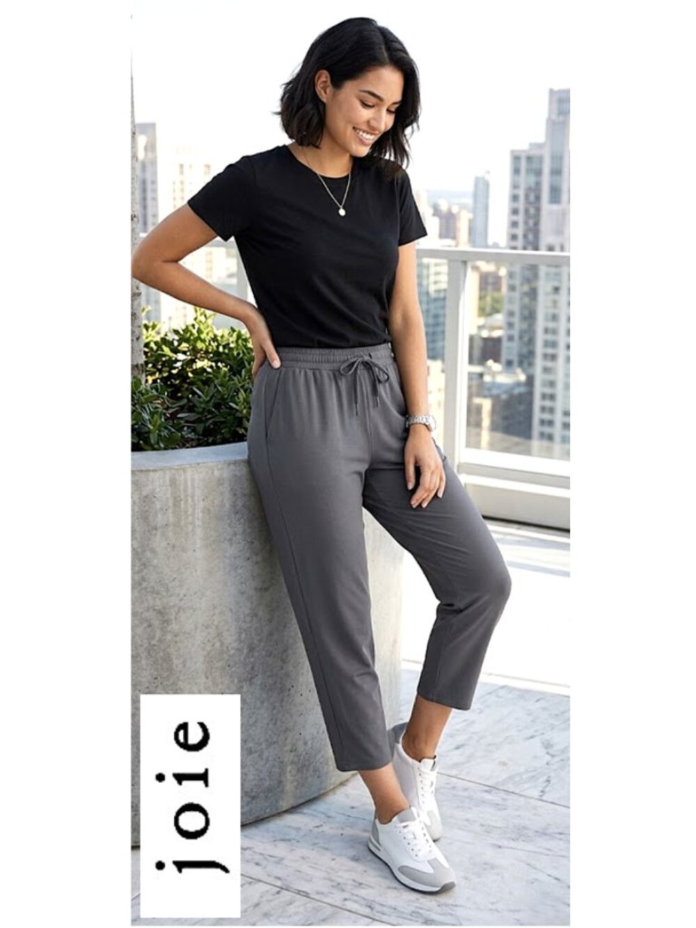 JOIE - Women's gray drawstring waist ankle pants